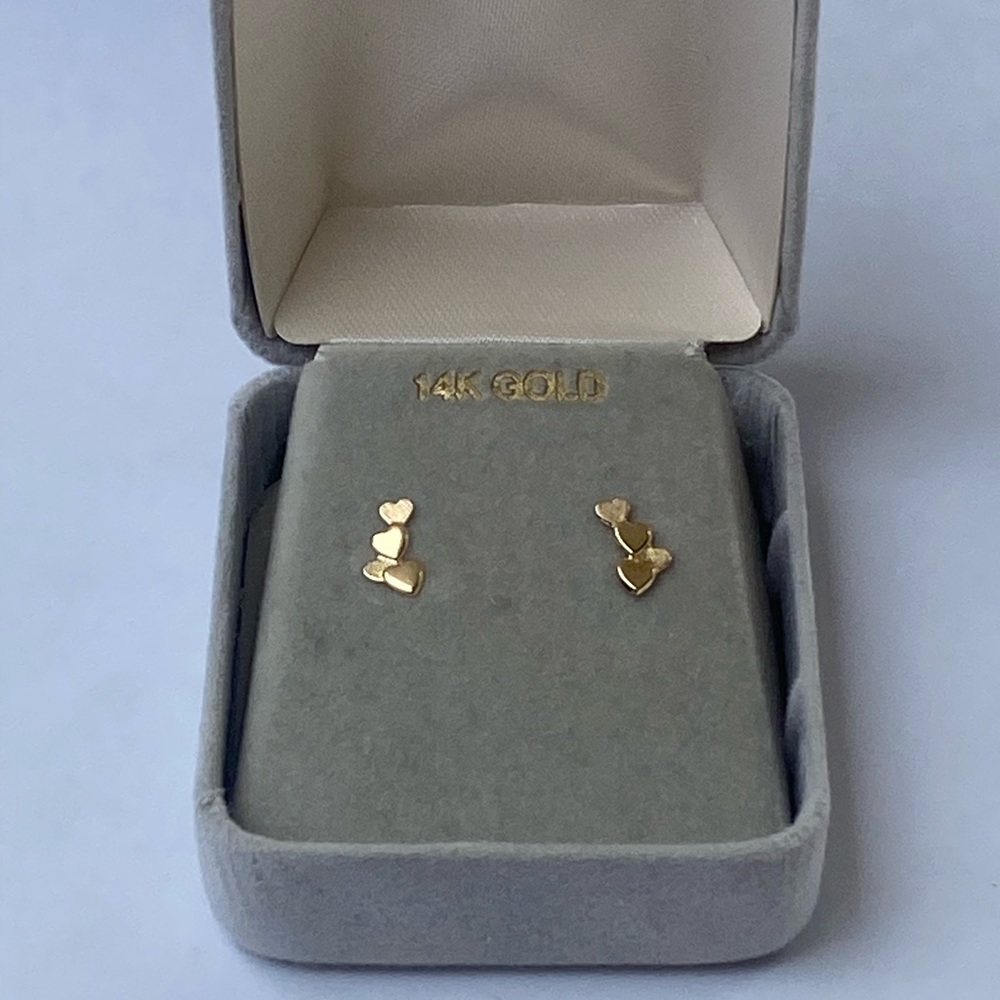 HEART STUD EARRINGS 14K YELLOW GOLD